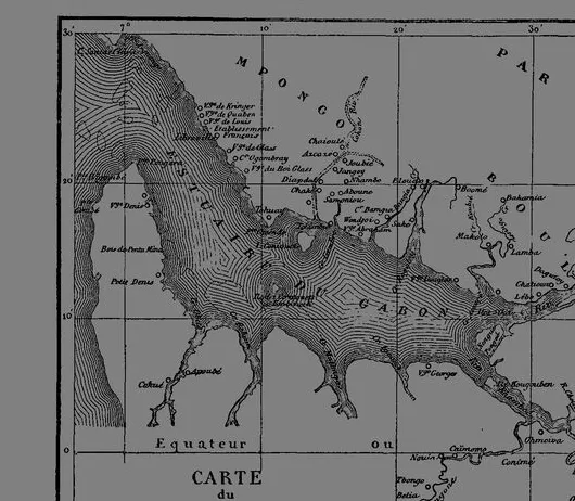 Carte gravée de l'estuaire du Gabon en 1865